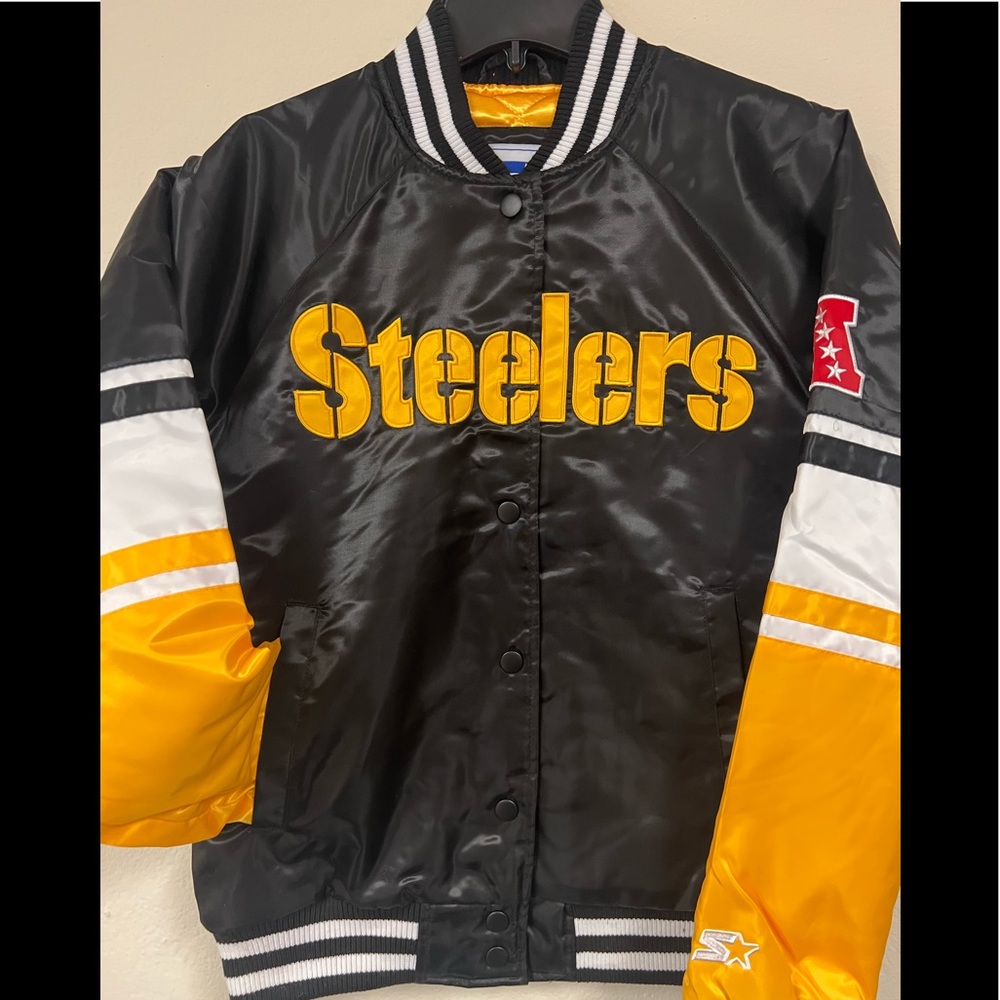 Pittsburgh Steelers Women Starter Satin Jacket - Victory Polyfill Jacket - NEW